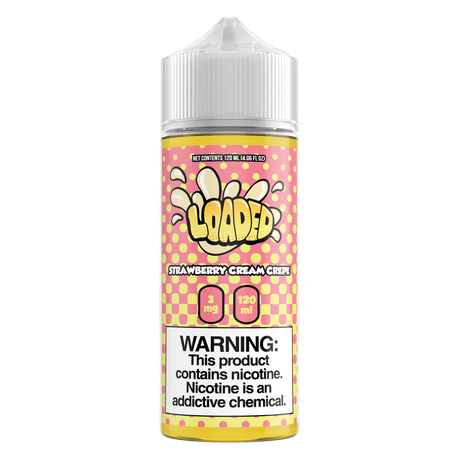 LOADED Strawberry Cream Crepe 120ML E-Liquid with fresh strawberry and creamy butter dessert flavor.