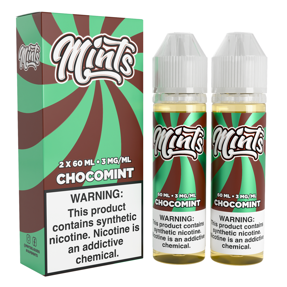 Mints Vape Co Chocomint 120ML twin pack with rich chocolate and mint flavor profile.