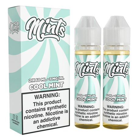 Mints Vape Co Cool Mint 120ML e-liquid twin pack with refreshing mint flavor profile.