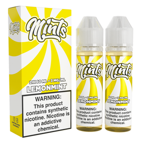 Mints Vape Co Lemonmint 120ML e-liquid twin pack with sweet lemon and cool mint flavor profile.