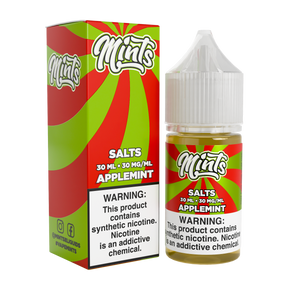 Mints Vape Co SALT Applemint 30ML nicotine salt e-liquid with red apple and mint flavor profile.