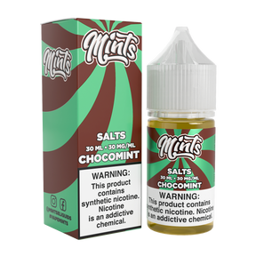 Mints Vape Co SALT Chocomint 30ML nicotine salt e-liquid with chocolate and mint flavor profile.