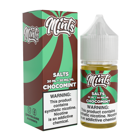 Mints Vape Co SALT Chocomint 30ML nicotine salt e-liquid with chocolate and mint flavor profile.