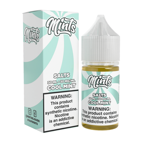 Mints Vape Co SALT Cool Mint 30ML nicotine salt e-liquid with refreshing mint flavor profile.