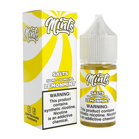Mints Vape Co SALT Lemonmint 30ML nicotine salt e-liquid with sweet lemon and icy mint flavor profile.