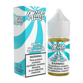 Mints Vape Co SALT Wintergreen 30ML nicotine salt e-liquid with sweet wintergreen mint flavor.