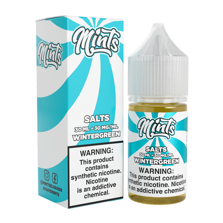 Mints Vape Co SALT Wintergreen 30ML nicotine salt e-liquid with sweet wintergreen mint flavor.
