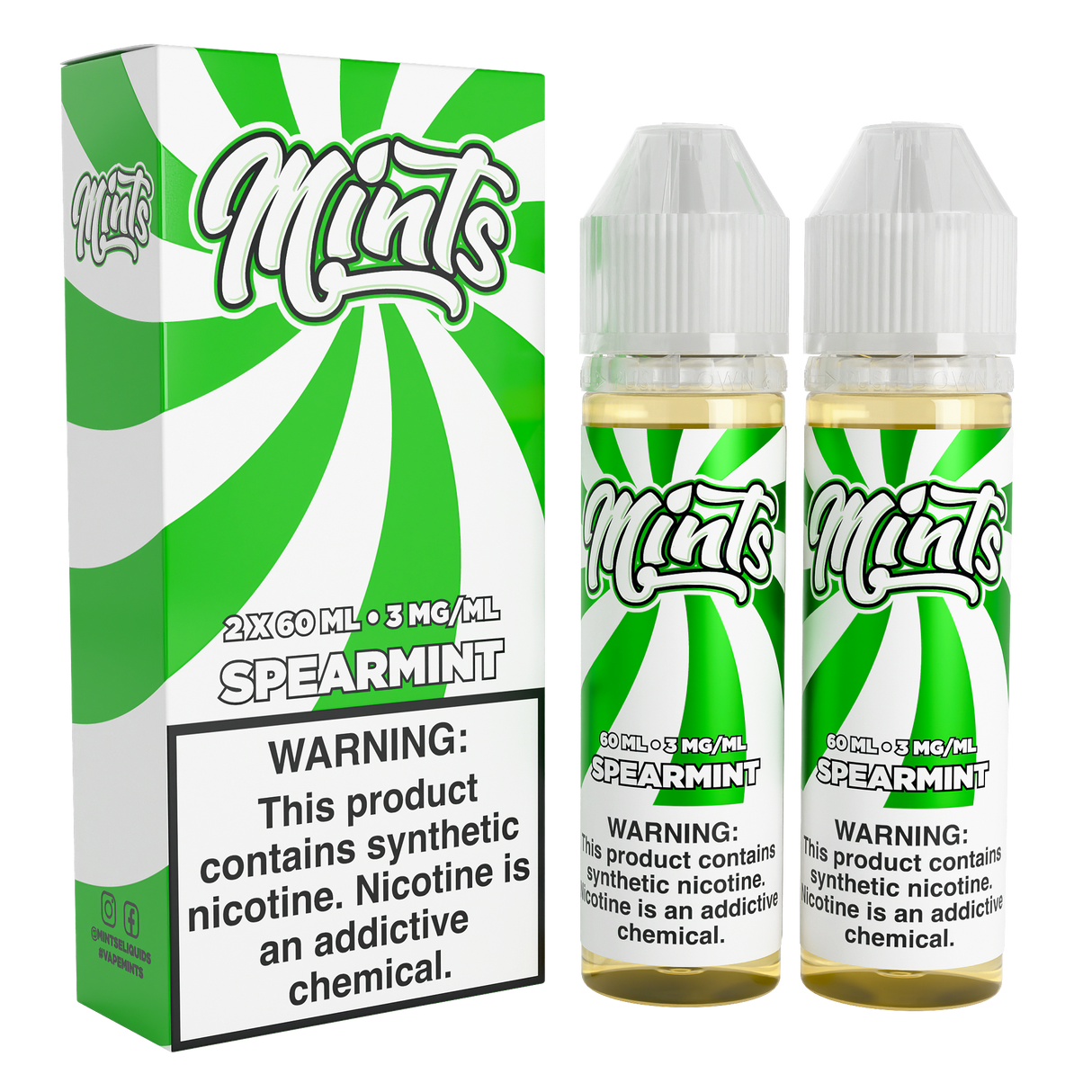 Mints Vape Co Spearmint 120ML e-liquid twin pack with refreshing spearmint flavor profile.