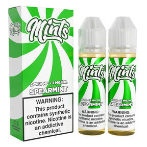 Mints Vape Co Spearmint 120ML e-liquid twin pack with refreshing spearmint flavor profile.