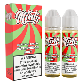 Mints Vape Co Watermelon Mint 120ML e-liquid twin pack with sweet watermelon and mint flavor profile.