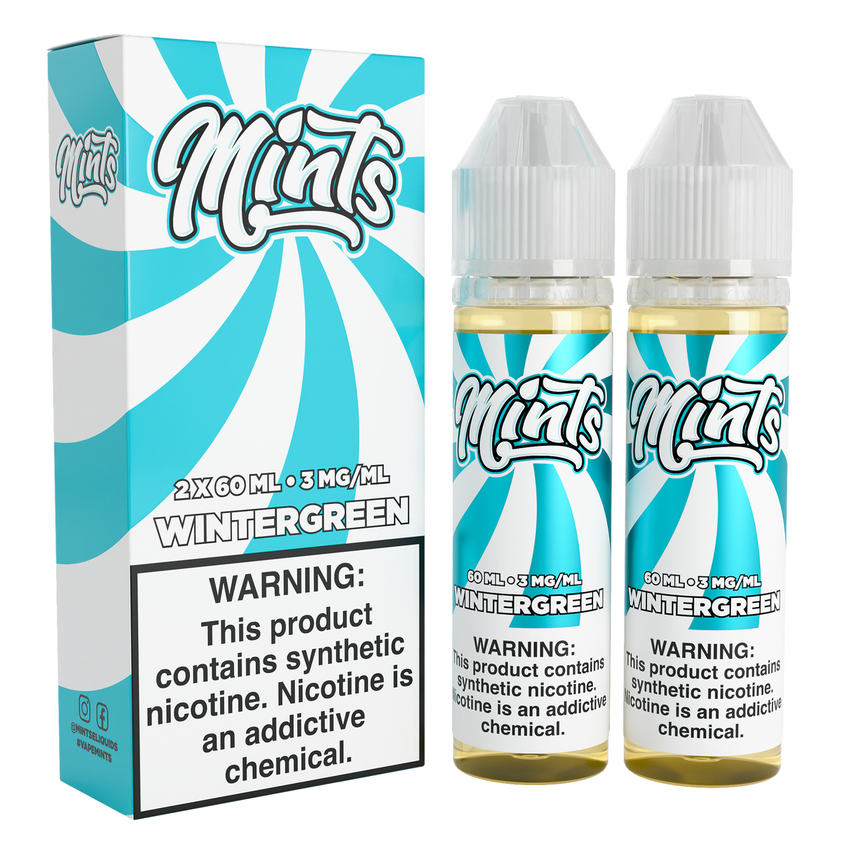 Mints Vape Co Wintergreen 120ML twin pack e-liquid with sweet wintergreen mint flavor.