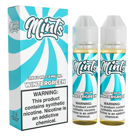 Mints Vape Co Wintergreen 120ML twin pack e-liquid with sweet wintergreen mint flavor.