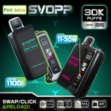 OXBAR x Pod Juice SVOPP 30K disposable pod device with detachable battery and adjustable wattage settings.