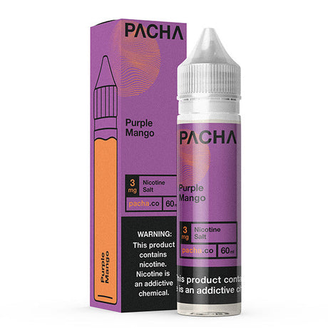 PACHAMAMA Purple Mango 60ML e-liquid with exotic tropical mango and floral fruit flavor profile.