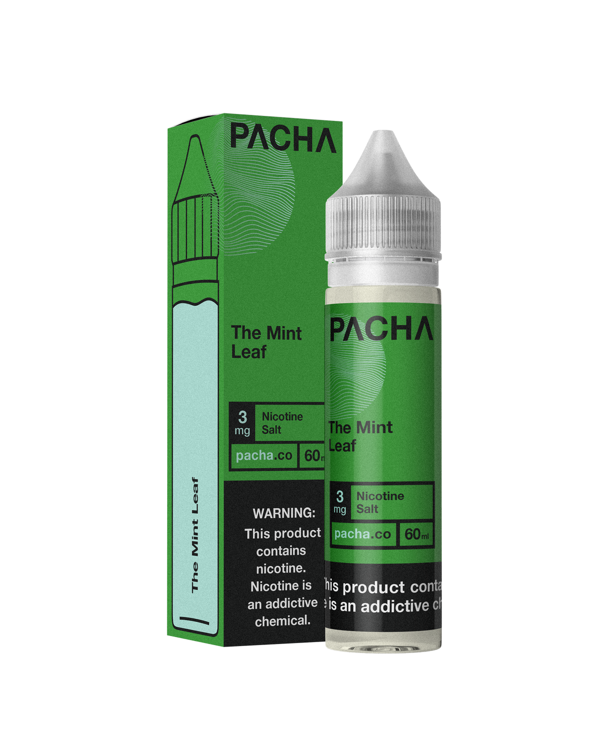 PACHAMAMA The Mint Leaf 60ML e-liquid with honeydew, berry, kiwi, and mint flavor profile.