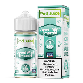 Pod Juice Jewel Mint Emerald 100ML e-liquid with cool mint flavor and sweet finish.