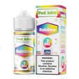 Pod Juice Rainbow 100ML e-liquid featuring apple, orange, grape, and strawberry fruit flavors.
