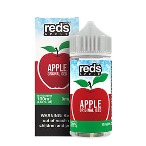 Reds Apple by 7Daze Apple Original ICED 100ML e-liquid with sweet red apple and icy menthol flavor.