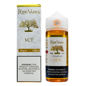 Ripe Vape VCT 120ML e-liquid with vanilla custard and smooth tobacco flavor profile.