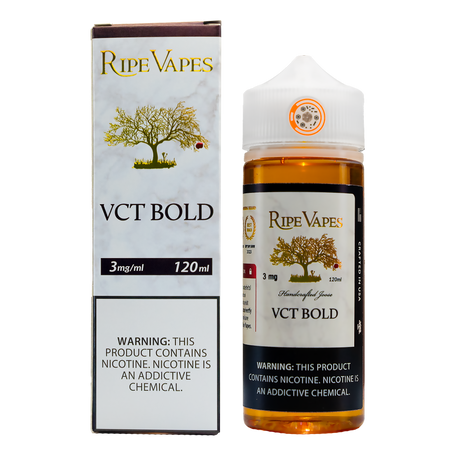 Ripe Vape VCT Bold 120ML e-liquid with bold tobacco flavor and smooth vanilla finish.