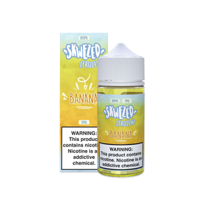 SKWEZED Frozen Banana Buhnanza 100ML e-liquid with ripe banana and icy menthol flavor profile.