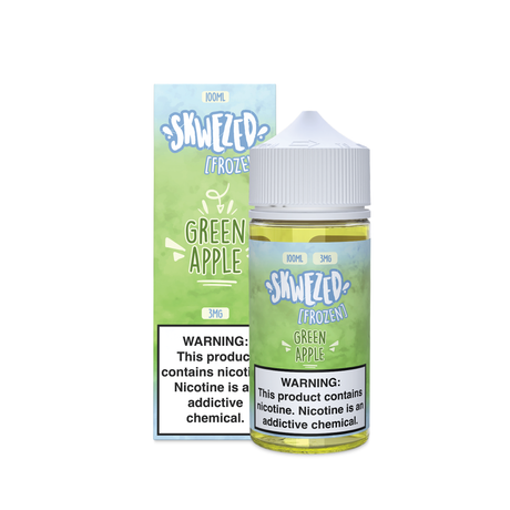 SKWEZED Frozen Green Pucker 100ML e-liquid with tart green apple and icy menthol flavor.