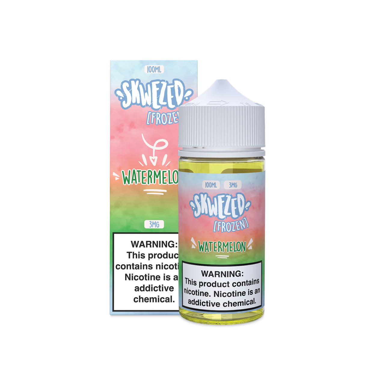 SKWEZED Frozen Watermelon 100ML e-liquid with juicy watermelon flavor and icy menthol finish.