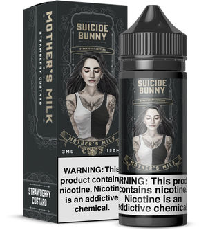 SUICIDE BUNNY Mother’s Milk 120ML E-Liquid with strawberry and creamy custard flavor profile.