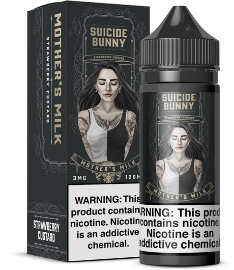 SUICIDE BUNNY Mother’s Milk 120ML E-Liquid with strawberry and creamy custard flavor profile.