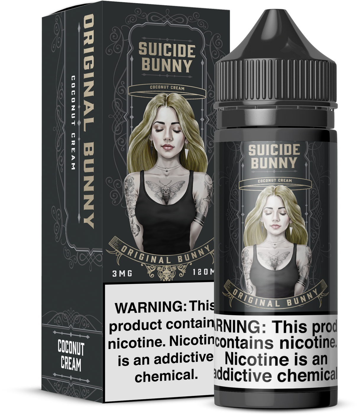 SUICIDE BUNNY Original Bunny 120ML E-Liquid with creamy coconut dessert flavor profile.