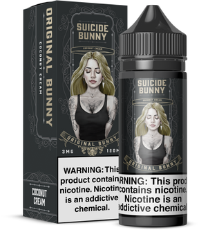 SUICIDE BUNNY Original Bunny 120ML E-Liquid with creamy coconut dessert flavor profile.