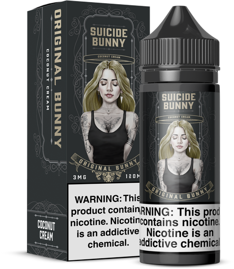 SUICIDE BUNNY Original Bunny 120ML E-Liquid with creamy coconut dessert flavor profile.