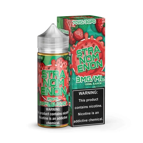 Stranomenon by NOMENON 100ML e-liquid with sweet strawberry candy flavor and gooey center profile.