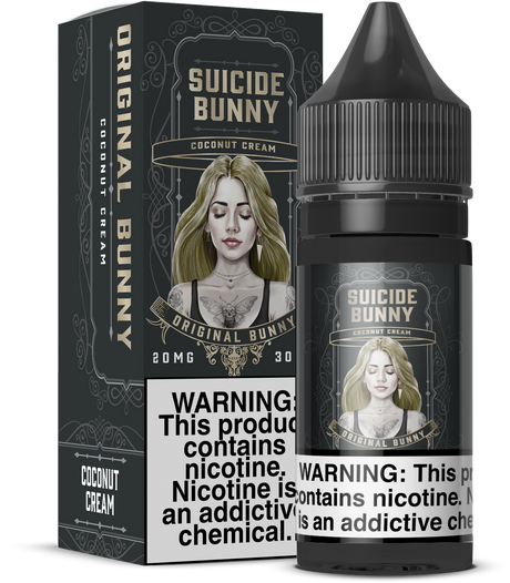 Suicide Bunny SALTS Original Bunny 30ML nicotine salt e-liquid with creamy coconut flavor profile.