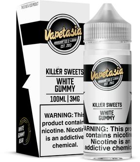 VAPETASIA Killer Sweets White Gummy 100ML e-liquid with tropical pineapple gummy candy flavor.