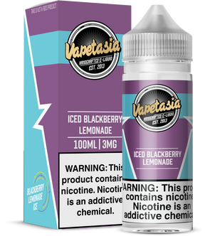 Vapetasia ICED Blackberry Lemonade 100ML e-liquid with blackberry, lemonade, and menthol flavor profile.