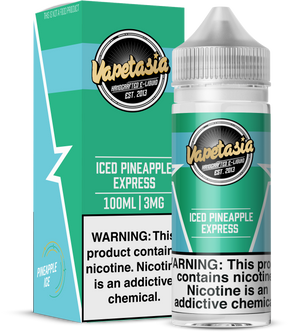 Vapetasia ICED Pineapple Express 100ML e-liquid with pineapple and icy menthol flavor profile.