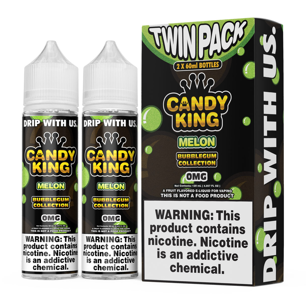 CANDY KING Bubblegum – Melon 120ML Twin Pack – Honeydew Cantaloupe Bubblegum Vape Juice