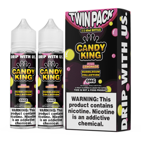 CANDY KING Bubblegum – Pink Lemonade 120ML Twin Pack – Strawberry Lemon Bubblegum Vape Juice