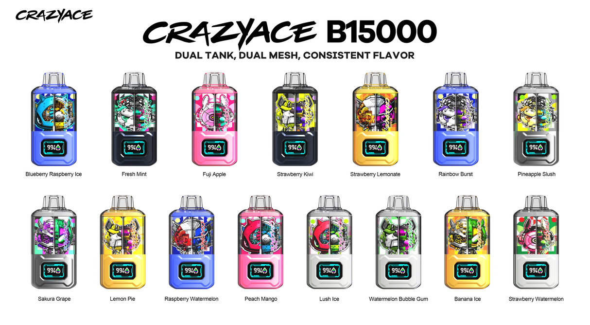 CRAZYACE B15000 Rechargeable Disposable Device 900mah – 15000 Puffs