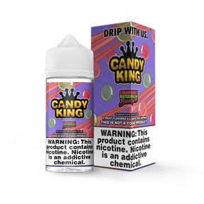 Candy King Strawberry Watermelon Bubblegum E-Liquid with sweet fruity flavor in a 100mL bottle.