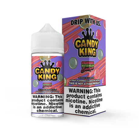 Candy King Strawberry Watermelon Bubblegum E-Liquid with sweet fruity flavor in a 100mL bottle.