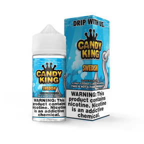 Candy King Swedish 100mL e-liquid bottle featuring a sweet and fruity strawberry candy flavor profile.