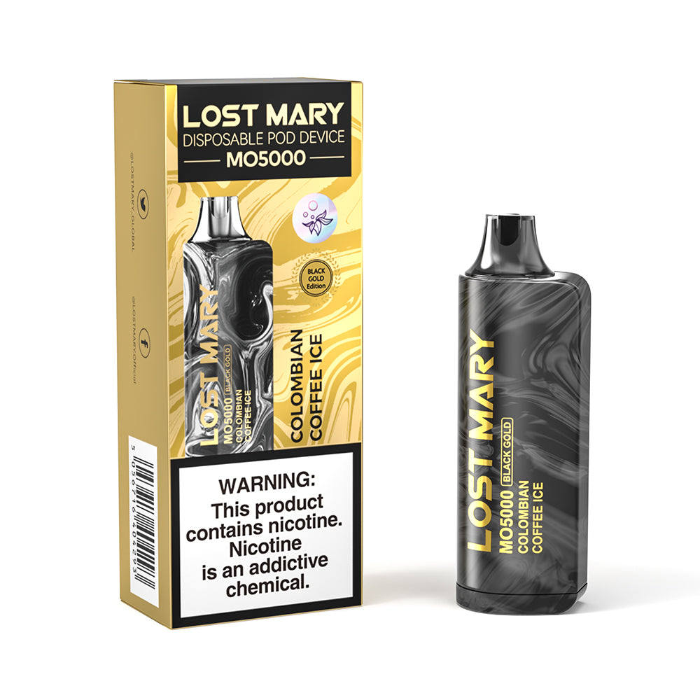 Lost Mary MO5000 Black Gold Limited Edition Rechargeable Disposable Device – 5000 Puffs