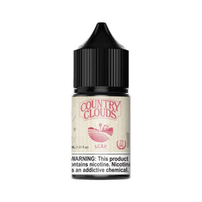 Country Clouds SALT Strawberry Cornbread Pudding E-Liquid featuring strawberries, cornbread pudding, and vanilla cream in a 30mL unicorn bottle.