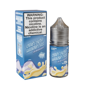 Custard Monster Salt - Blueberry 30ML E-Liquid bottle, showing a creamy custard and blueberry blend.