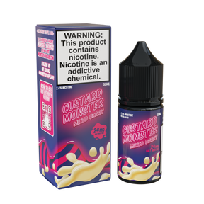 Custard Monster Salt – Mixed Berry – 30mL nicotine salt e-liquid with sweet mixed berries and smooth vanilla custard flavor.