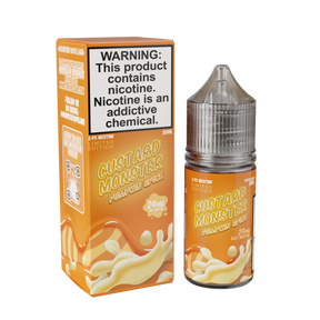 Custard Monster Salt – Pumpkin Spice – 30mL nicotine salt e-liquid with warm pumpkin spice and creamy vanilla custard flavor.