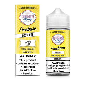 DINNER Lady Lemon Tart 100ML freebase e-liquid bottle with lemon curd, sweet meringue, and buttery tart crust flavor.