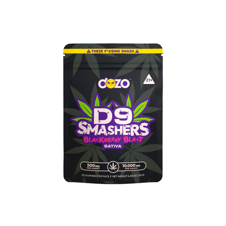 DOZO D9 Smashers 10,000mg Gummies – 20-count pouch with 500mg per gummy.